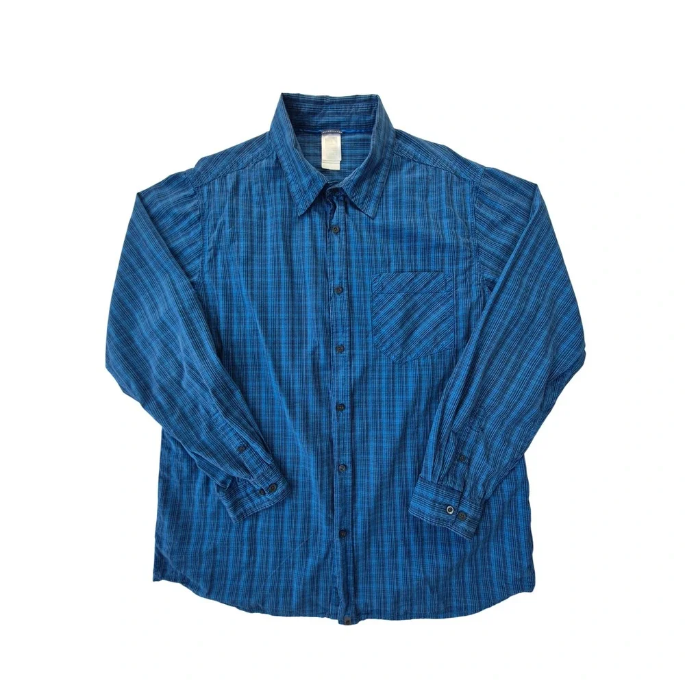The North Face A5 Series Mens XL Blue Plaid Long Sleeve Button Down Cotton Shirt
